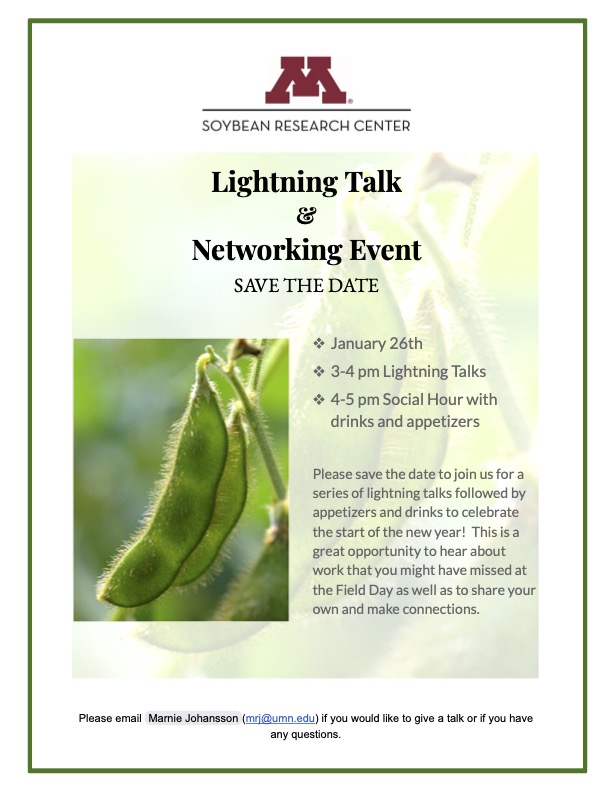 Flier with soybean pod, Inviting to Lightning talk/Networking Event